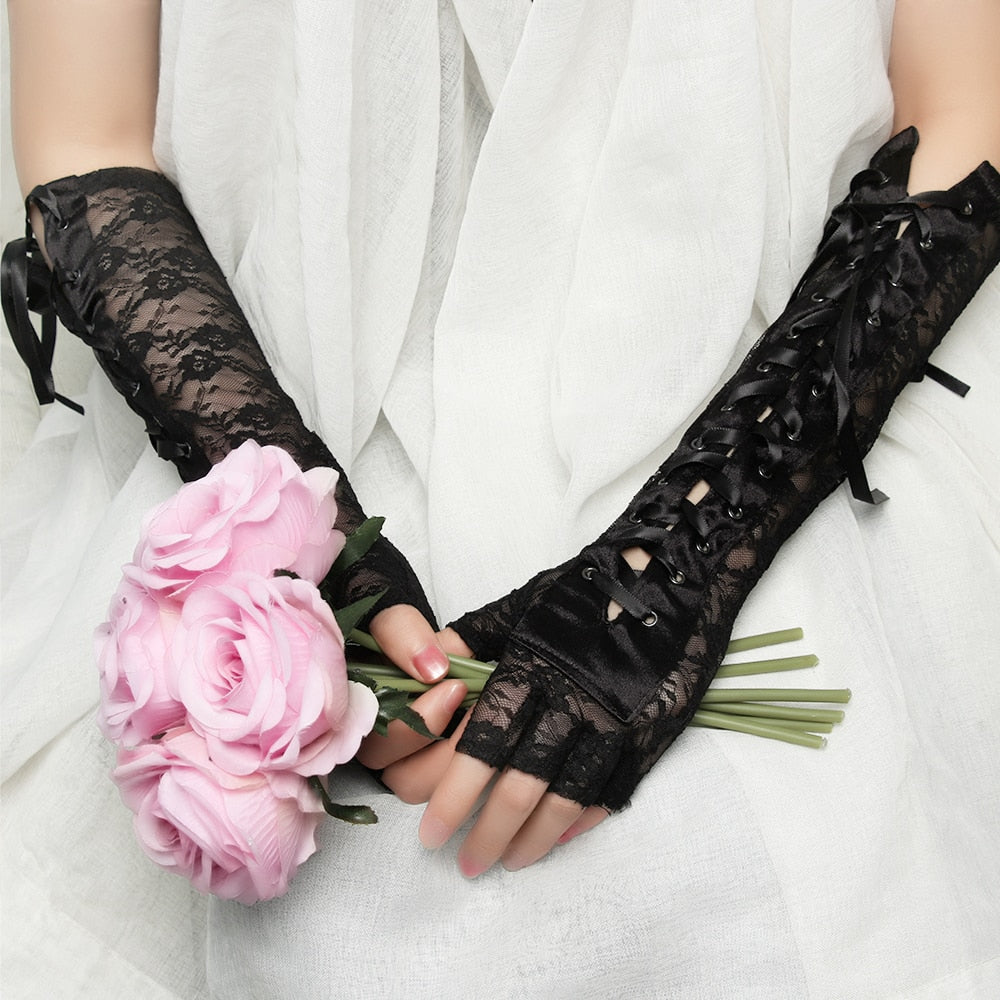 gothic handschuhe Lovecraft' Black Alt Goth Lace Gloves – Rags n Rituals