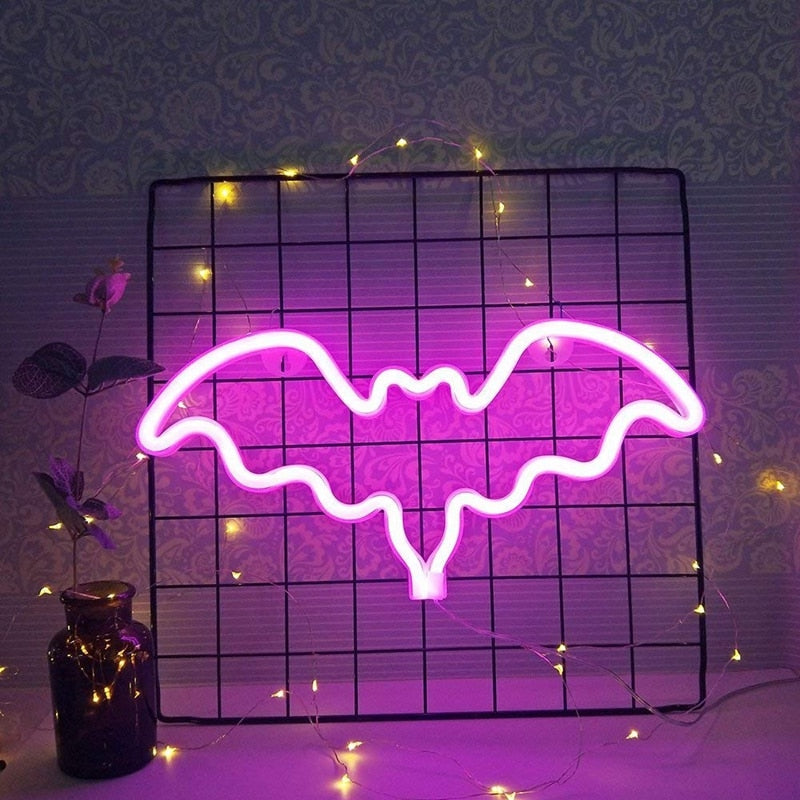 Rags n Rituals Colourful bat hanging neon light in 4 colours at $21.99 USD