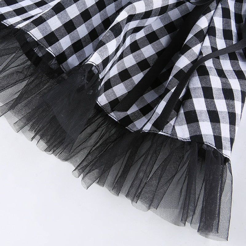 Rags n Rituals 'Dropout' Black and white tulle lace up skirt at $23.99 USD