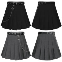 Rags n Rituals 'Onyx' Chain belt pleated skirt (Black or Grey) at $35.99 USD
