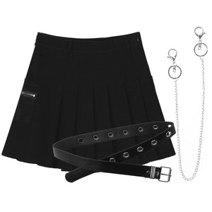 Rags n Rituals 'Onyx' Chain belt pleated skirt (Black or Grey) at $35.99 USD