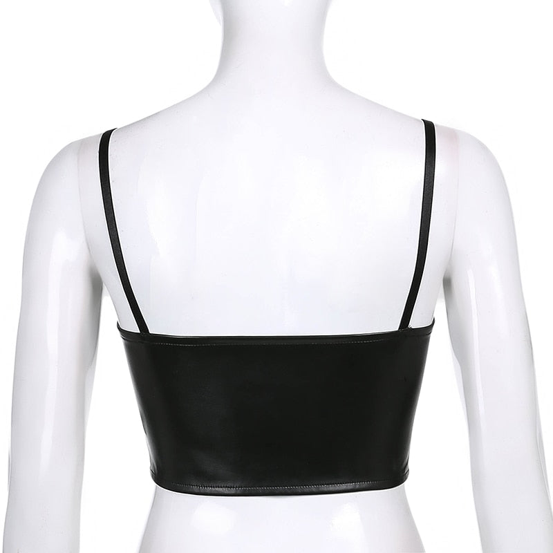 Rags n Rituals 'Backseat' Black or red lace up faux leather under bust corset crop top at $23.99 USD