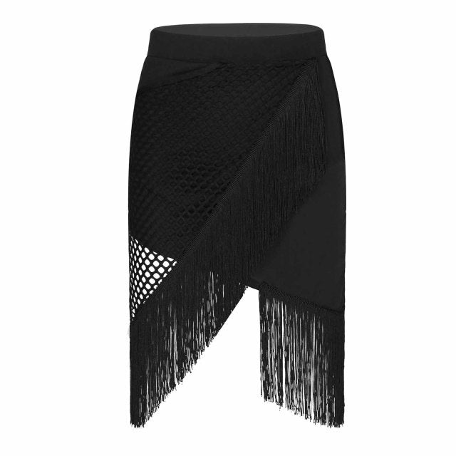Rags n Rituals 'Temptress' Black fringe tassle fishnet skirt at $34.99 USD