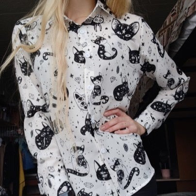 Rags n Rituals Cat Themed Blouse Shirt at $29.99 USD