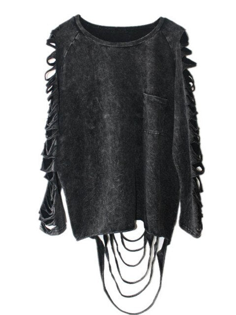 Rags n Rituals 'Black Heart' Ripped Oversized Top at $39.99 USD