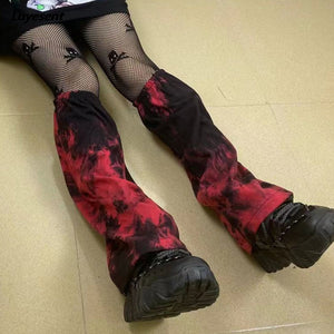 Rags n Rituals Red and Black Tie Dye Leg Warmers at $19.99 USD