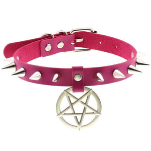 Rags n Rituals 'Darkest Depths' Pentagram spike choker, multiple colours at $14.99 USD