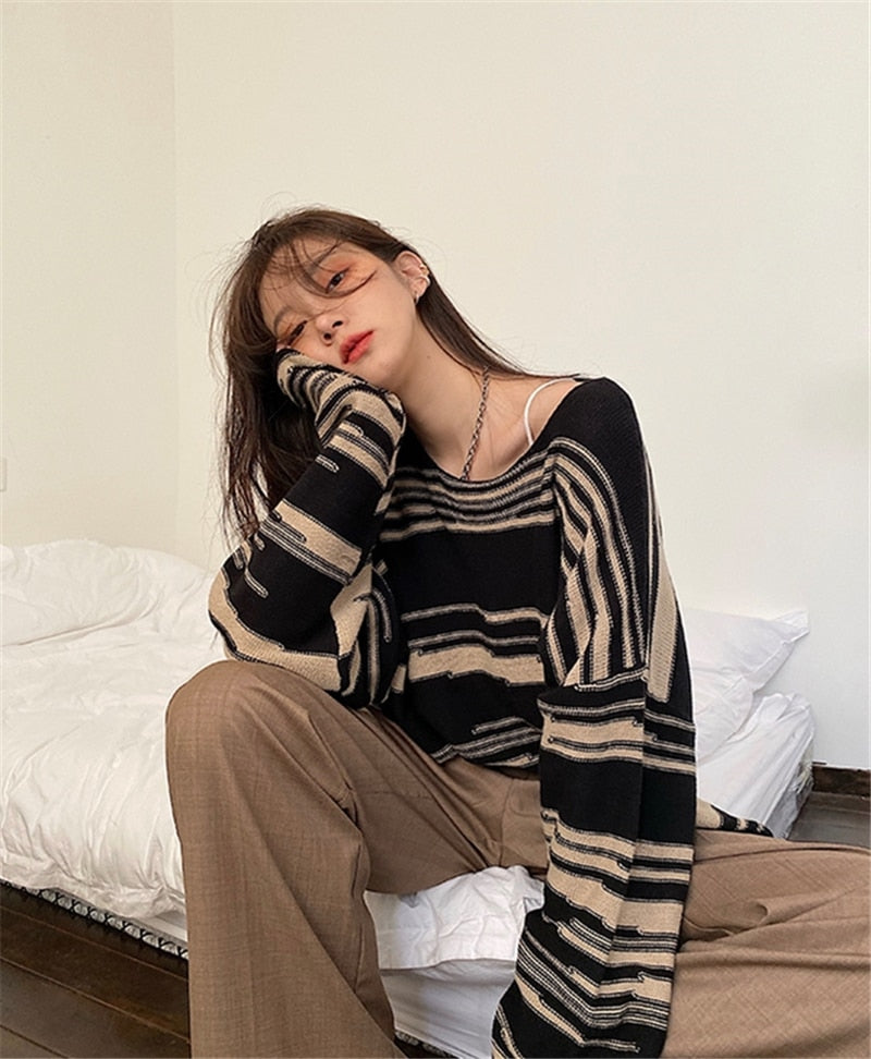 Rags n Rituals Oversized Striped Knitted Sweater at $39.99 USD