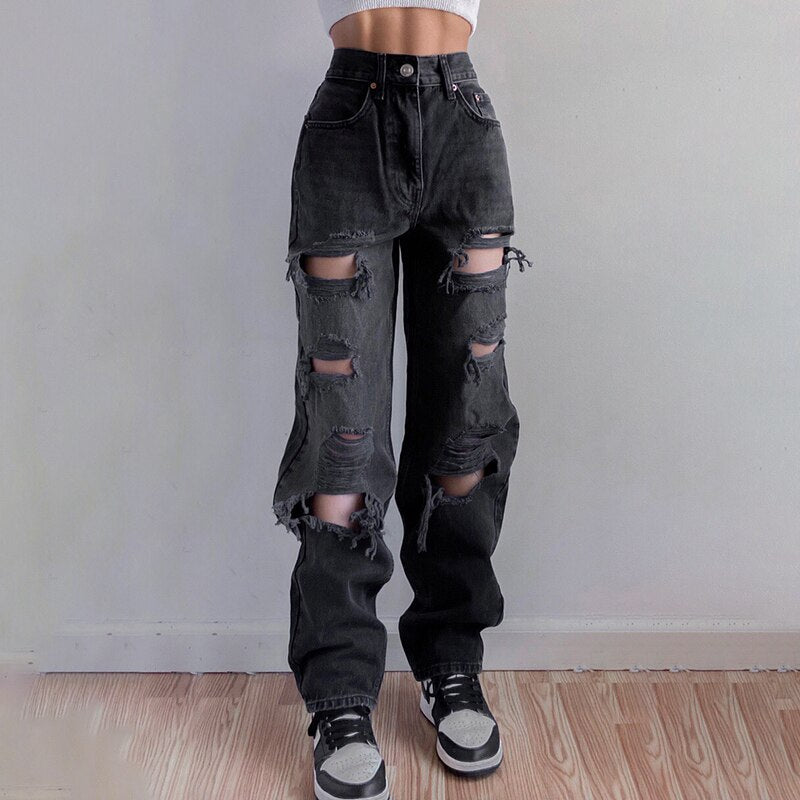 'Ruins' Washed Black/Grey Ripped Baggy Denim Pants – Rags n Rituals