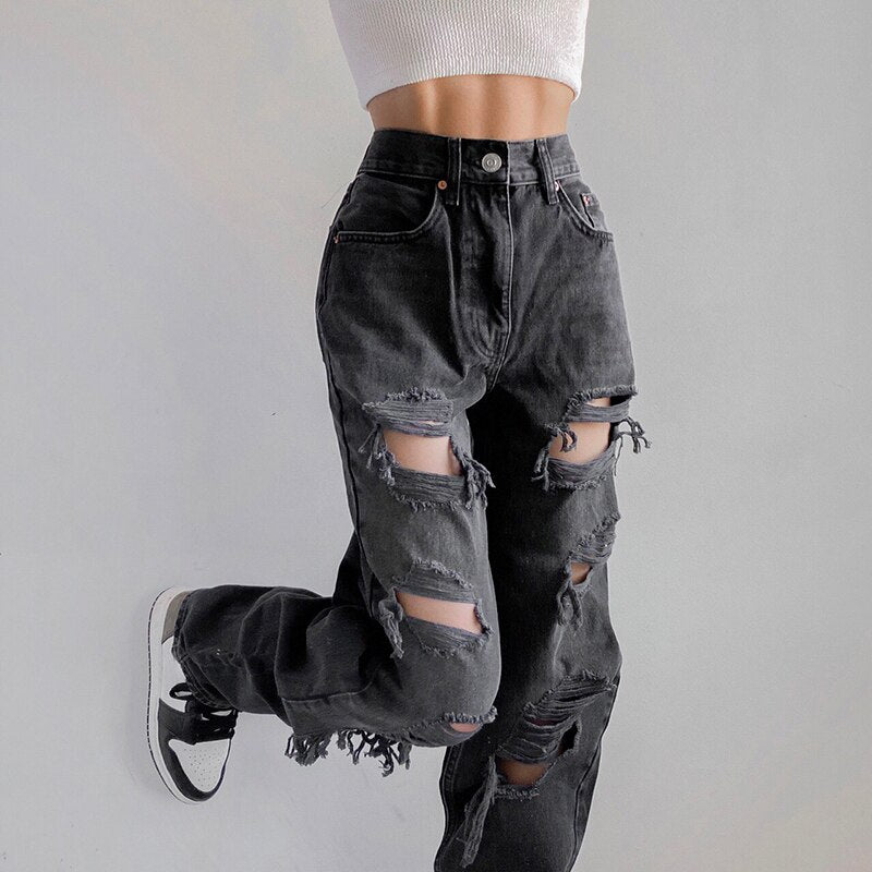 Ruins' Washed Black/Grey Ripped Baggy Denim Pants at $34.99 l Rags n Rituals