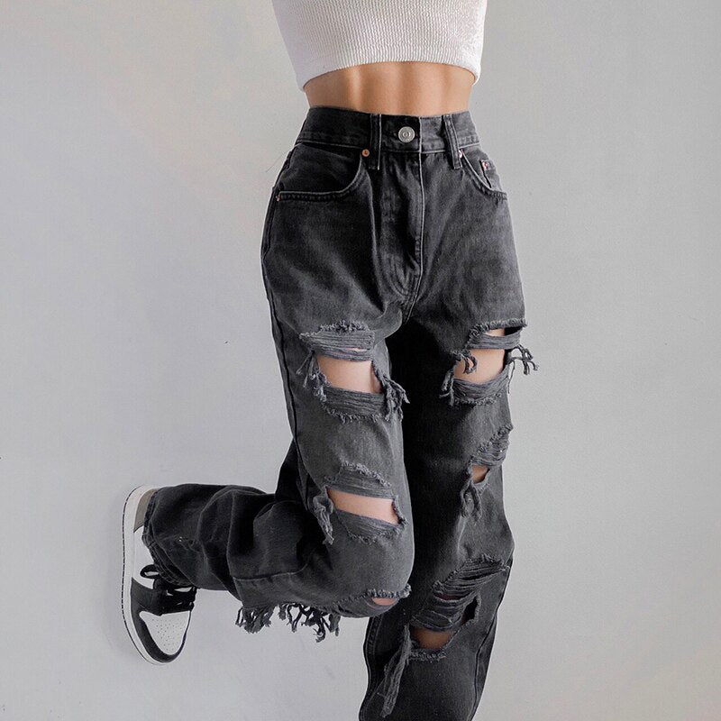'Ruins' Washed Black/Grey Ripped Baggy Denim Pants – Rags n Rituals