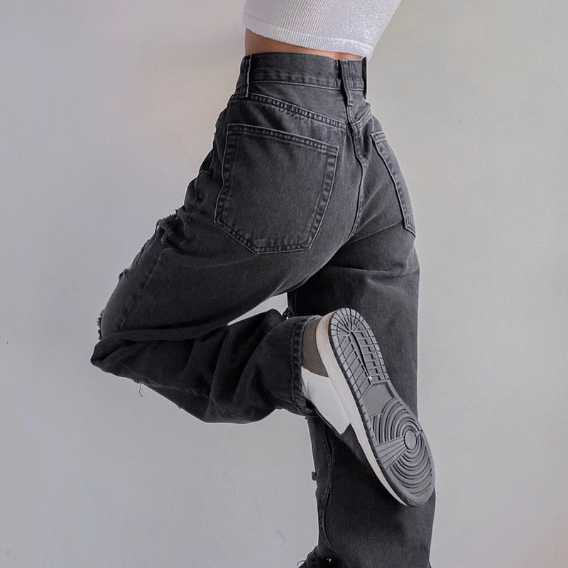'Ruins' Washed Black/Grey Ripped Baggy Denim Pants – Rags n Rituals