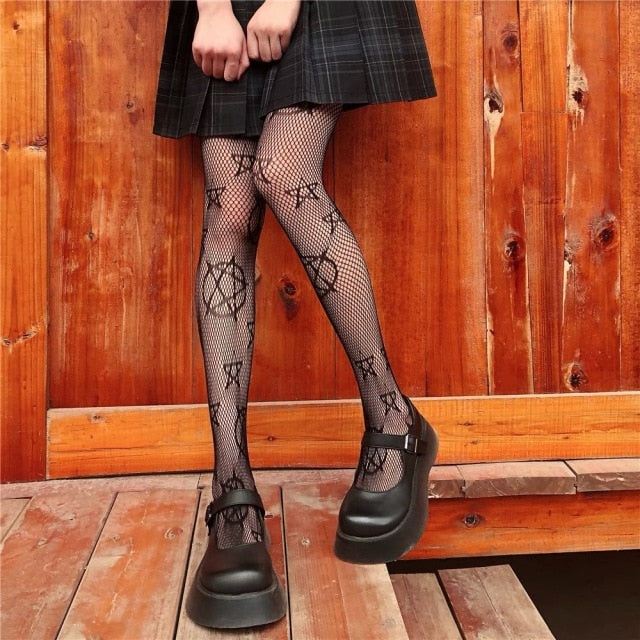 Pentagram Fishnet Tights β Rags n Rituals