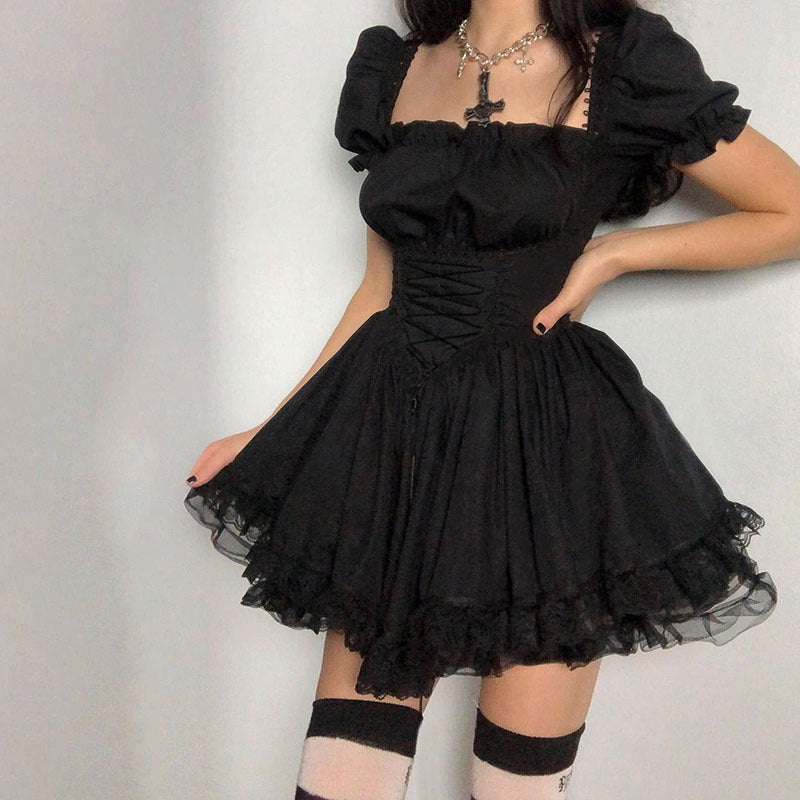 Rags n Rituals 'Run Away' Black Puff Lace Dress at $36.99 USD