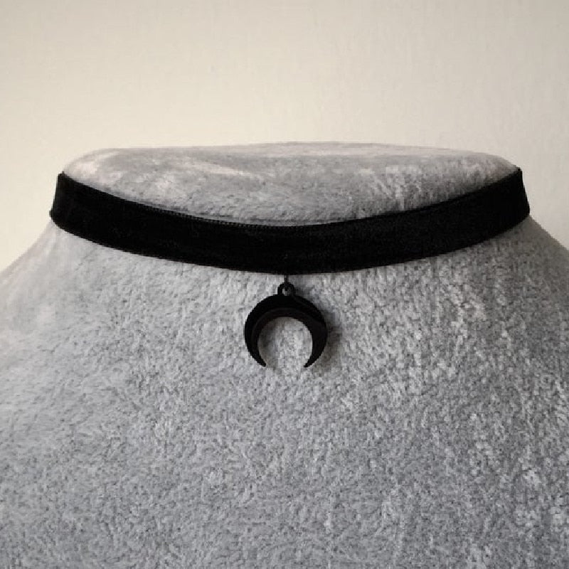 Moon Rags Black Crescent Moon Choker β Rags n Rituals