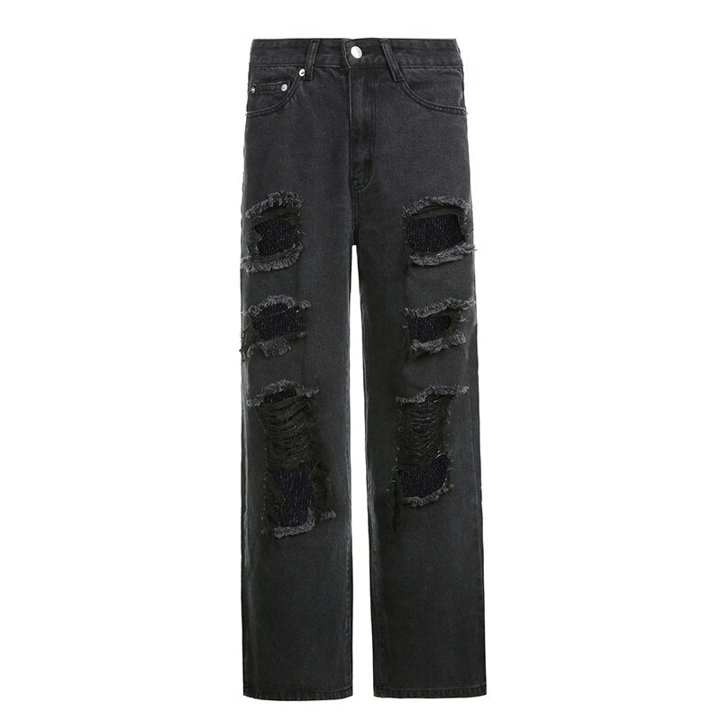 'Ruins' Washed Black/Grey Ripped Baggy Denim Pants – Rags n Rituals