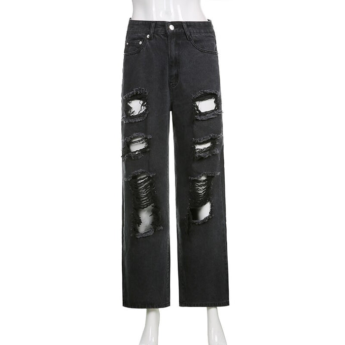 'Ruins' Washed Black/Grey Ripped Baggy Denim Pants – Rags n Rituals