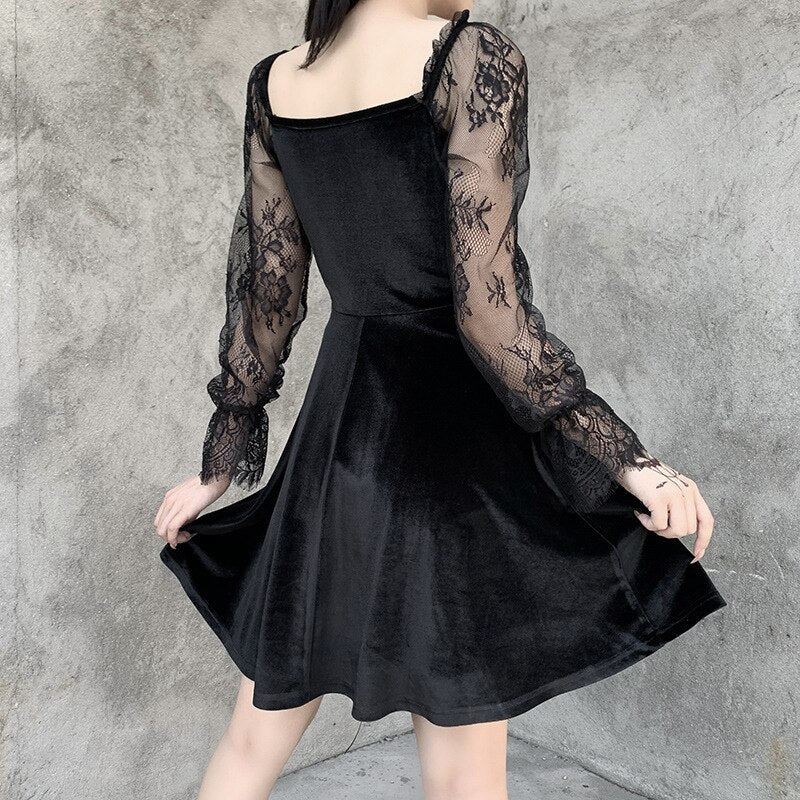 Rags n Rituals 'Darkness in us all' Velvet Long Sleeve Dress at $36.99 USD