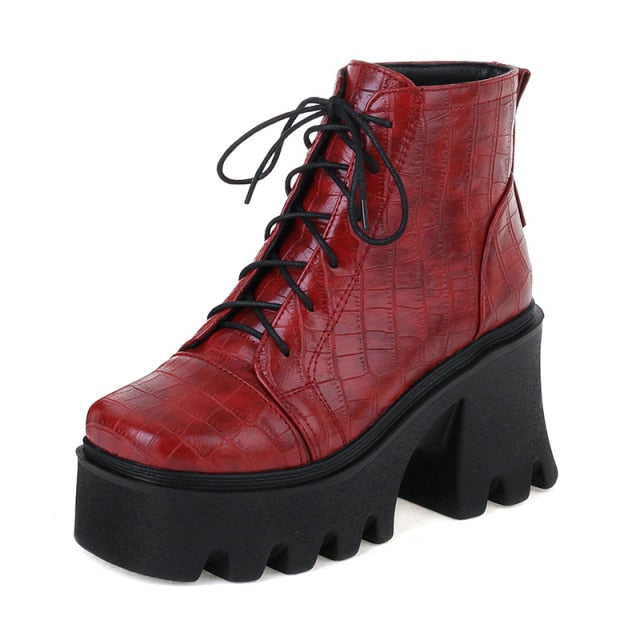 Rags n Rituals 'From Hell' Lace Up PU Boots at $54.99 USD