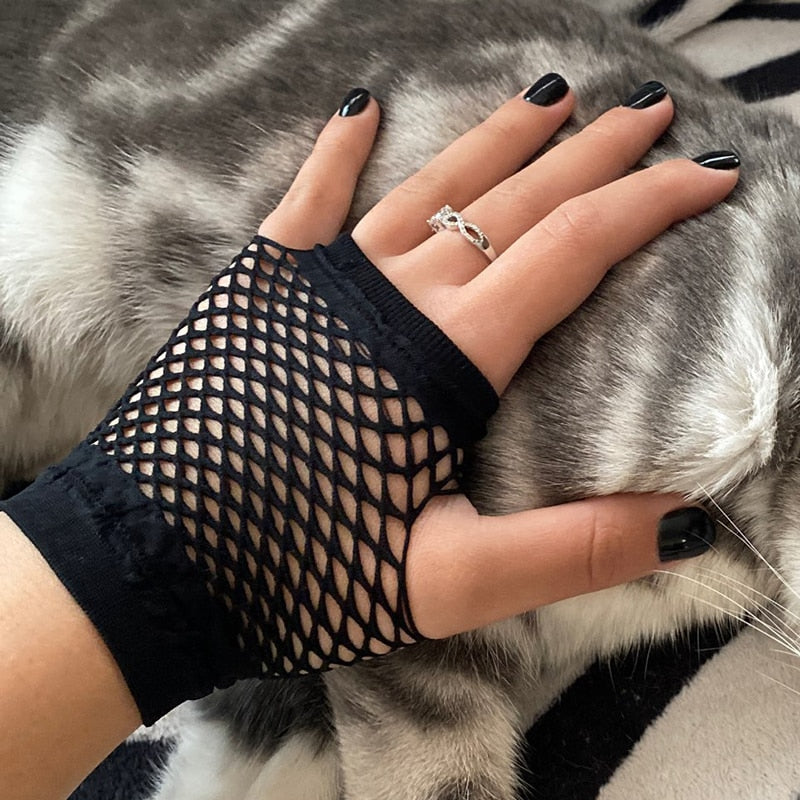 Rags n Rituals Black Fishnet Fingerless Gloves at $9.99 USD