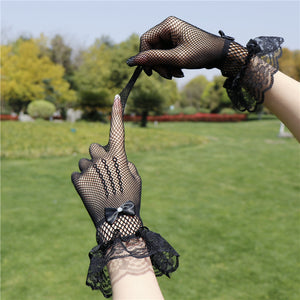 Fishnet lace gothic gloves