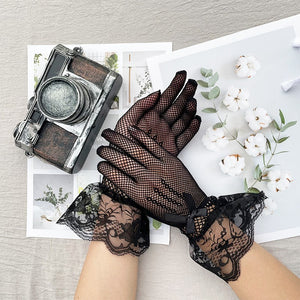 Fishnet lace gothic gloves