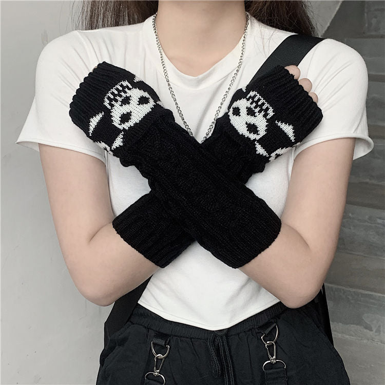 Rags n Rituals Black Skull Knitted Arm Warmers at $18.99 USD