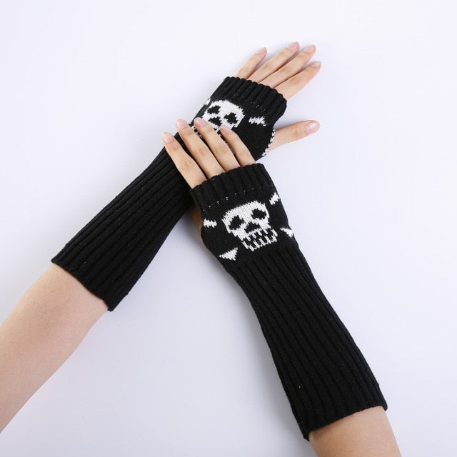 Rags n Rituals Black Skull Knitted Arm Warmers at $18.99 USD
