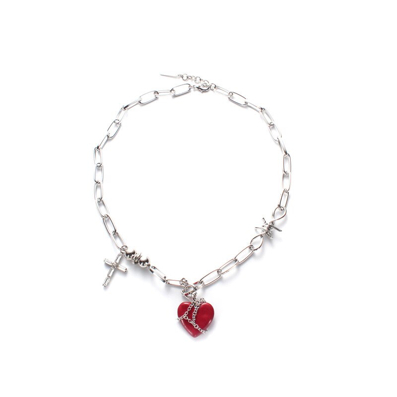 Rags n Rituals Red Heart Cross Necklace at $18.99 USD