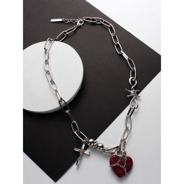 Rags n Rituals Red Heart Cross Necklace at $18.99 USD