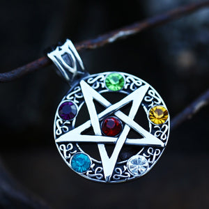 Rags n Rituals Pentagram Gem Stone Pendant Necklace at $19.99 USD