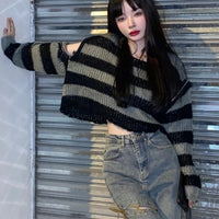 Rags n Rituals 'Dust to Dust' Black and gray striped sweater at $41.99 USD