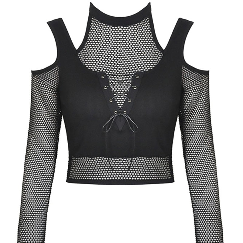 Rags n Rituals 'Digging Your Grave' Fisnet Cut Out Top at $25.99 USD