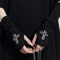 Rags n Rituals Cross black fingerless gloves at $12.99 USD