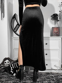 Rags n Rituals 'Shadow' Black Velvet Split Skirt at $33.99 USD