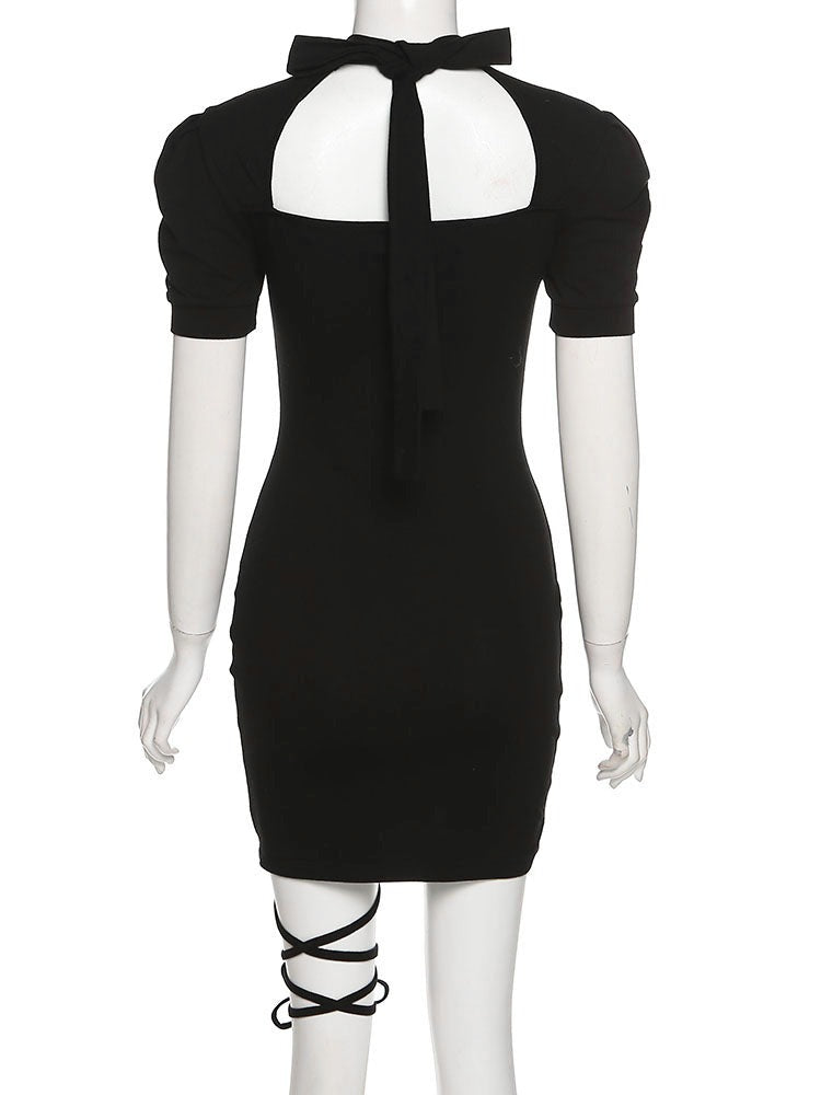 'Oddity' Black Alt Short Sleeve Dress