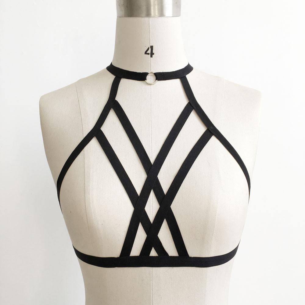 Rags n Rituals Black Sexy Goth Harness Cage Bra at $13.99 USD