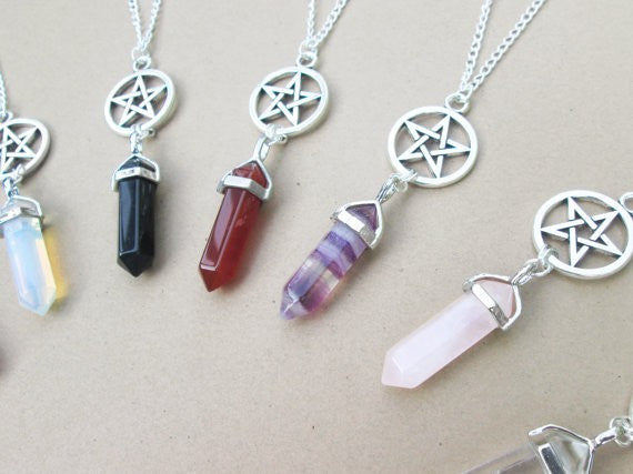 Rags n Rituals Pentagram Stone Necklace - Various colours at $9.99 USD