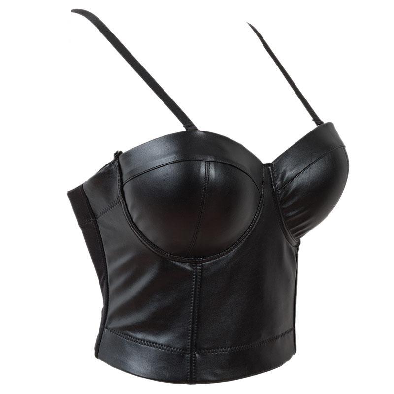 Rags n Rituals 'Goth Scene' Black PU Leather Cropped Bustier Top. S-6XL at $34.99 USD