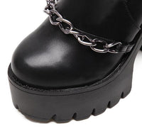 Rags n Rituals 'Stomper' black chain platform boots. Vegan Faux Leather at $56.99 USD