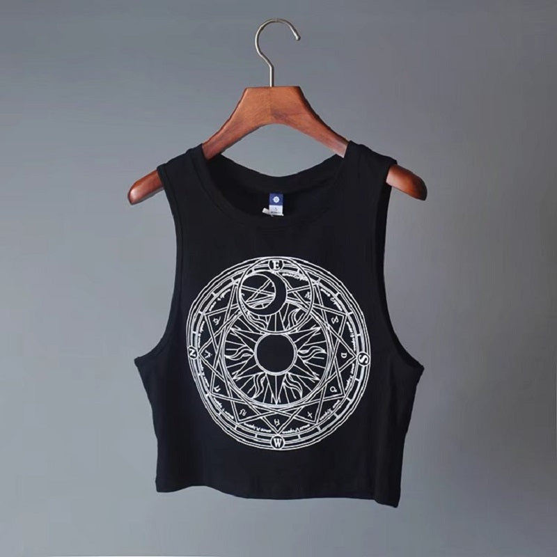 Rags n Rituals 'Moonscape'' Sun and moon goth crop top at $26.99 USD