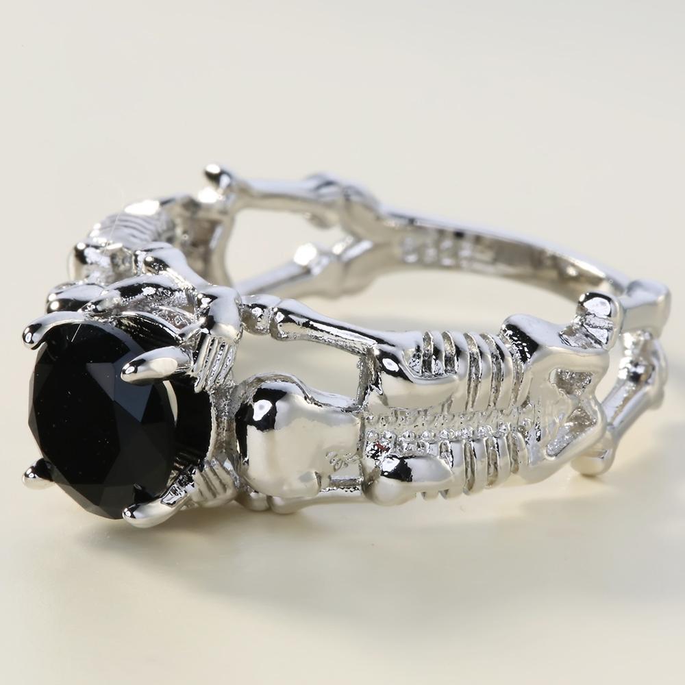 Rags n Rituals 'Deathly Duo' silver tone black stone ring at $14.99 USD