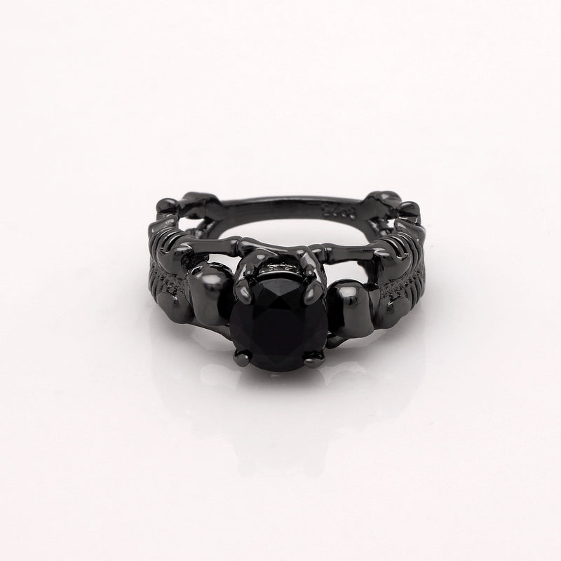 Rags n Rituals 'Deathly Duo' gunmetal black tone, black stone ring at $14.99 USD