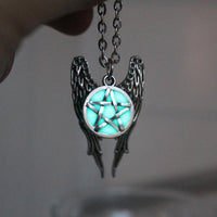 Rags n Rituals Pentagram Glow In The Dark Pentacle Angel Wings Pendant Necklace at $20 USD