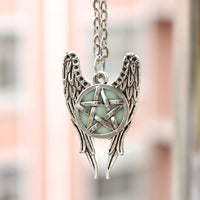Rags n Rituals Pentagram Glow In The Dark Pentacle Angel Wings Pendant Necklace at $20 USD