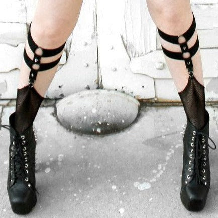 'Chalice Of Agony' Black Alternative Suspender Leg Garter pair – Rags n ...