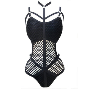 Rags n Rituals 'Dragula' Fishnet harness bodysuit at $34.99 USD