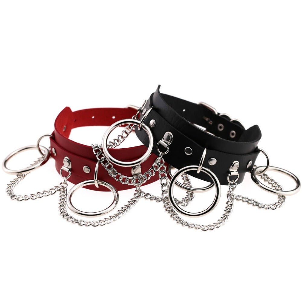 Rags n Rituals Faux leather 'O'ring chain choker. (2 Colours) Black or Red at $16.99 USD