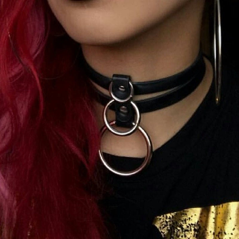 Rags n Rituals Fetish 'O'ring double layer choker at $18.99 USD