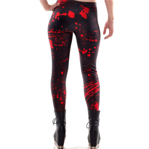 Rags n Rituals 'Spatter' Black and red blood spatter Halloween horror leggings at $19.99 USD